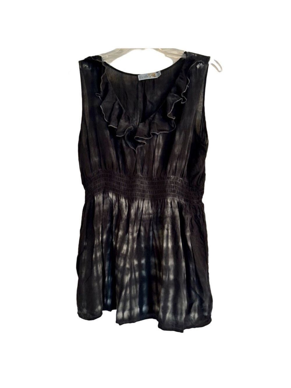 🔵Unity Black Tie Dye Sleeveless Women’s Top Size L